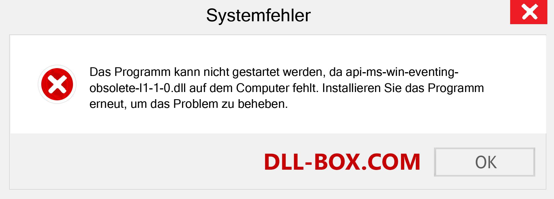 api-ms-win-eventing-obsolete-l1-1-0.dll-Datei fehlt?. Download für Windows 7, 8, 10 - Fix api-ms-win-eventing-obsolete-l1-1-0 dll Missing Error unter Windows, Fotos, Bildern