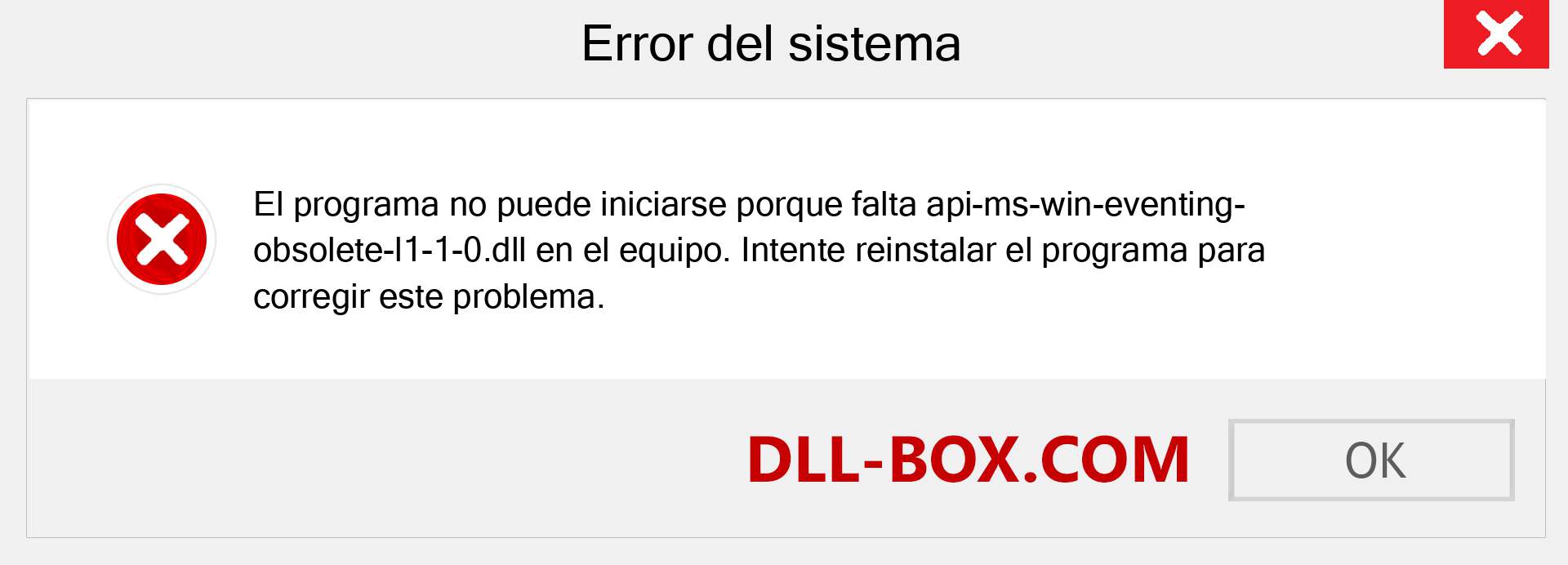 ¿Falta el archivo api-ms-win-eventing-obsolete-l1-1-0.dll ?. Descargar para Windows 7, 8, 10 - Corregir api-ms-win-eventing-obsolete-l1-1-0 dll Missing Error en Windows, fotos, imágenes